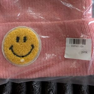Assorted Colors Of Pinks, Cream,Gray, Smiley Face Knit Beanie for Family
